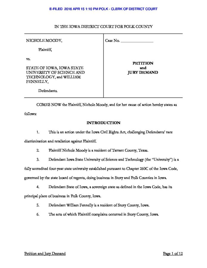 Copy of the original lawsuit, filed last April. 