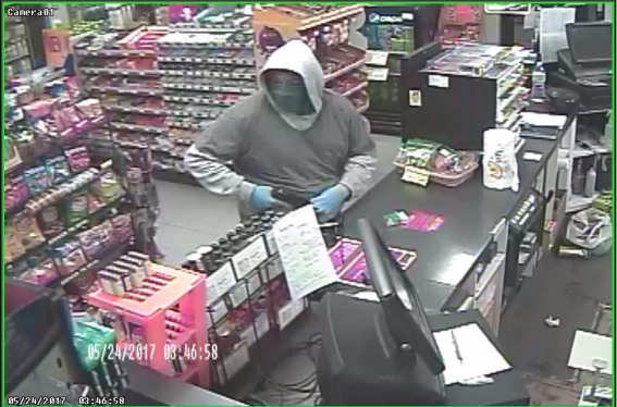 The robbery was reported at 3:46 a.m. on Wednesday, May 24.