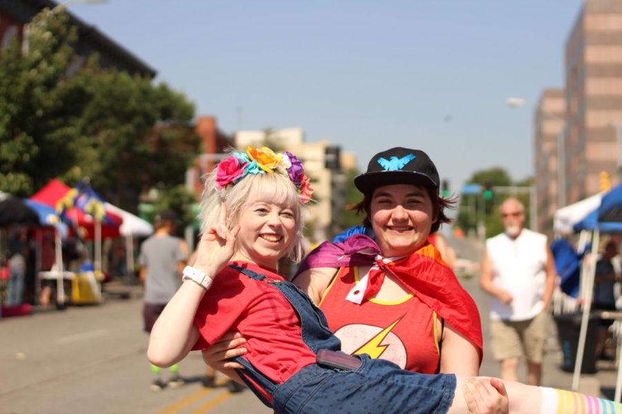 Kjerstin Hasselblad (left) and Lauryn Brown (right) attending their first Capital City Pride Festival.