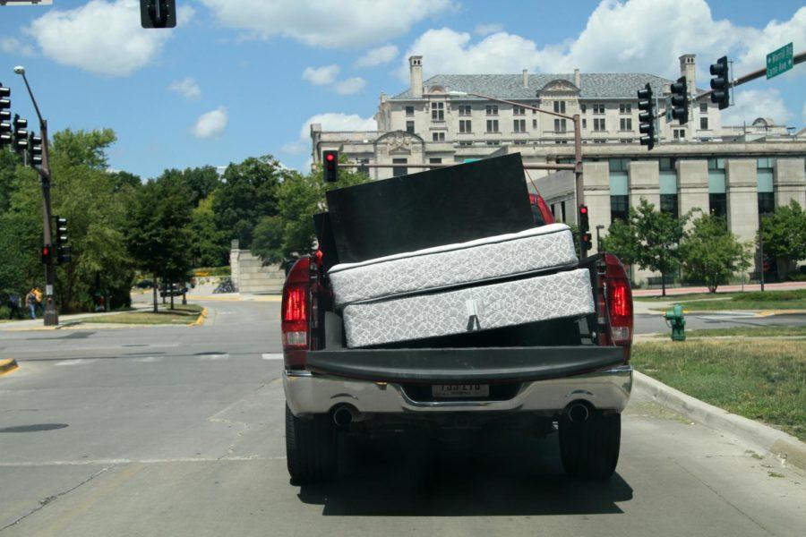 A truck moves mattresses on Lynn Avenue.