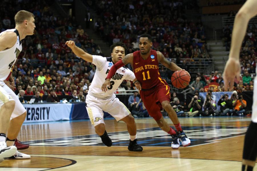 Monte Morris drives through the lane on Saturday in the first half against Purdue in the second round of the NCAA Tournament.