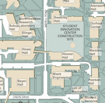 View the construction area online at http://www.fpm.iastate.edu/maps/.