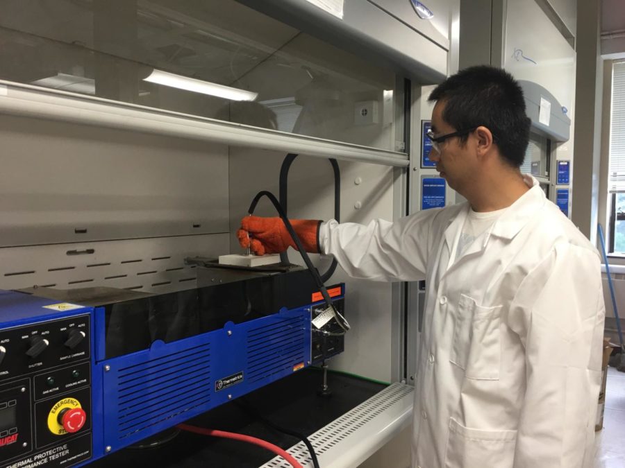 Postdoctoral Researcher from AESHM department conducted Thermal Protective Performance test