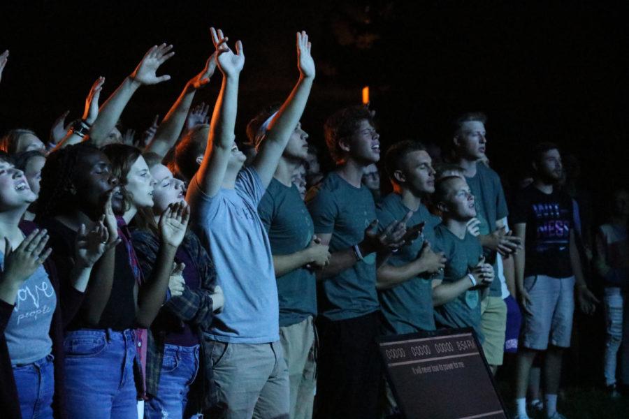 Students dance and sing during the SALT Company kickoff event on Aug. 24, 2016. 