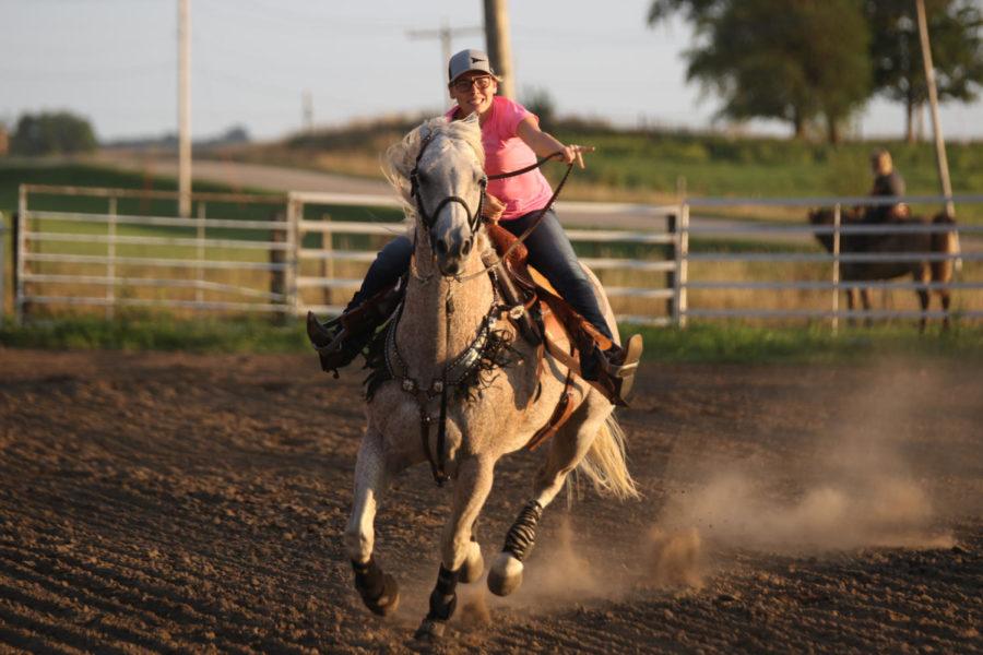 A barrel racing competition was held Wednesday night that any community member could enter. Barrel racing involves competing for the fastest time circling three barrels on a horse. Proceeds earned from entry fees go toward cash prizes and money to support club activities.
