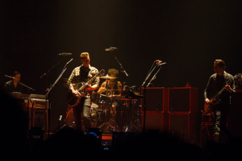 Queens of the Stone Age, from left to right: Dean Fertita, Josh Homme, Jon Theodore, and Michael Shuman.