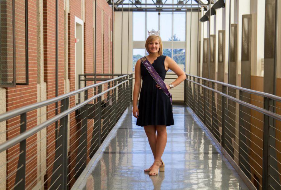 Jacqueline Erhlich, 2017 Iowa State Fair Queen, poses in Kildee Hall on Aug 22.  