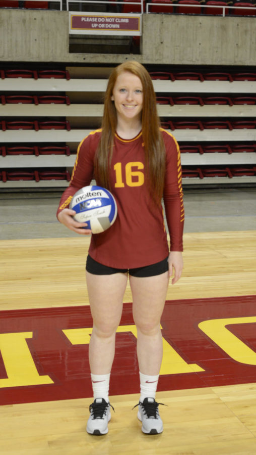 Iowa State sophomore Hali Hillegas poses during media day on August 15.