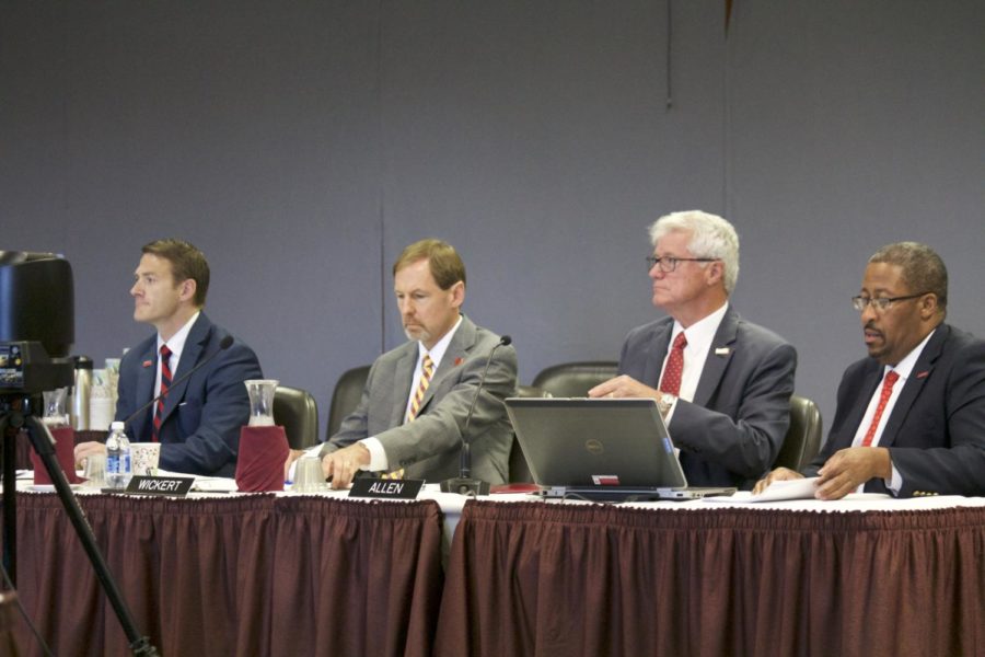 Left to right: Iowa State University administrators Miles Lackey, Jonathan Wickert, Benjamin Allen and Martino Harmon.