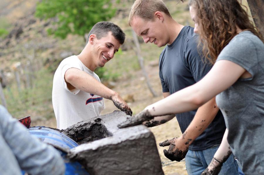 Former EOS International project students Eric Mootz, Alicia Maher and Thomas Howlett work on a project in Nicaragua.