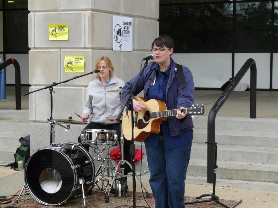 A band plays during a Womens Studies Teach-in in 200.