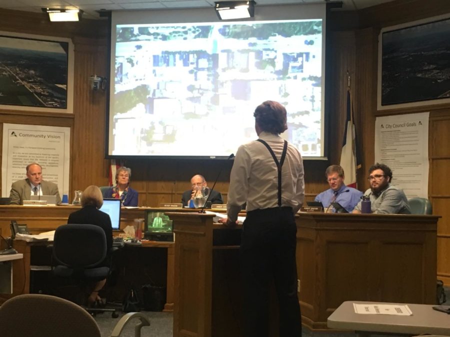 Campustown Senator Ian Steenhoek addresses city council to discuss security cameras in Campustown.