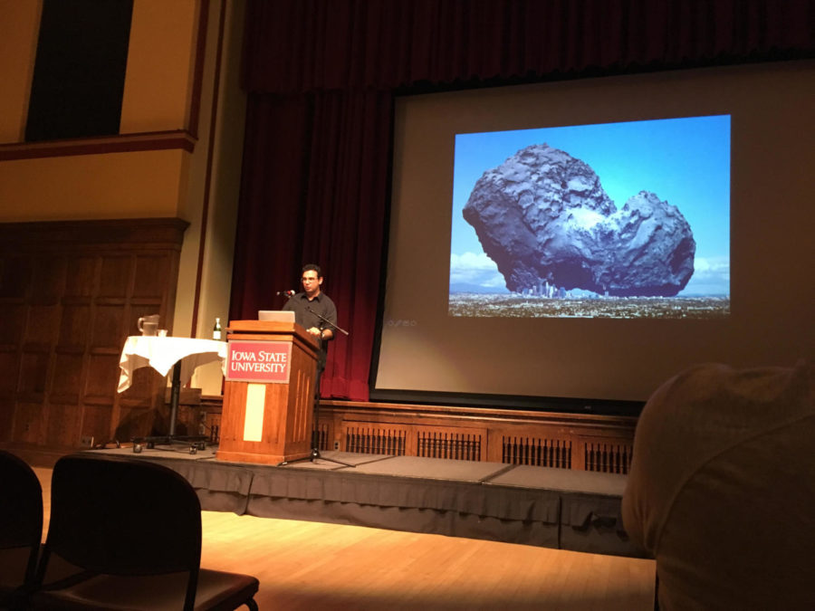 Dr.+Essam+Heggy+spoke+about+the+role+of+water+in+space+exploration+at+the+Memorial+Union+Monday.