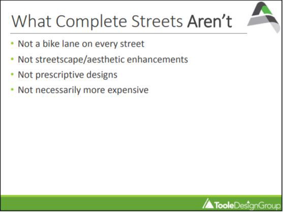 Toole Design Group gave a presentation on why Ames needs complete streets at the city council meeting.