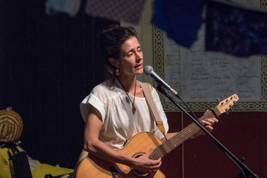 Singer-Songwriter Diane Cluck performs at the KHOI Community Radio station for Maximum Ames Music Festival day one. 