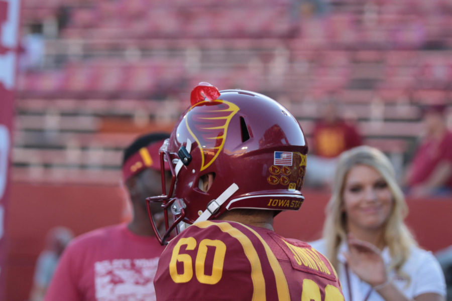 Iowa State launched their new helmet logos before their Big 12 opener against Texas Sept. 28, 2017.