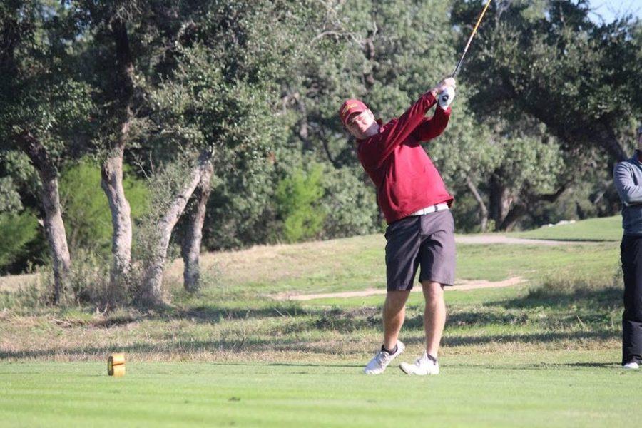 David Stein, then a senior, tees off at the National Collegiate Club Golf Association national championships in San Antonio, Texas in 2015. 