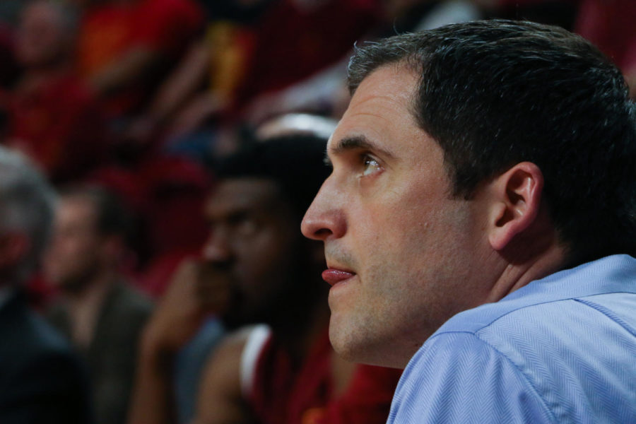 Iowa State head coach Steve Prohm watches his players during the game against TCU Feb. 18, 2017. 