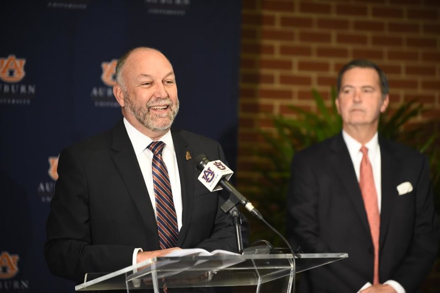 Newly elected president Steven Leath addresses the media during a press conference on Monday, March 20, 2017, in the Student Center Ballroom, in Auburn, Ala.