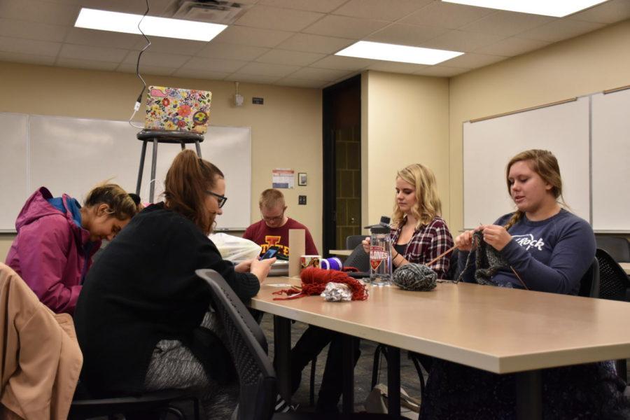 The club was founded by Jenna Averhoff after leaving her high-school knitting club and seeing one was absent at Iowa State.