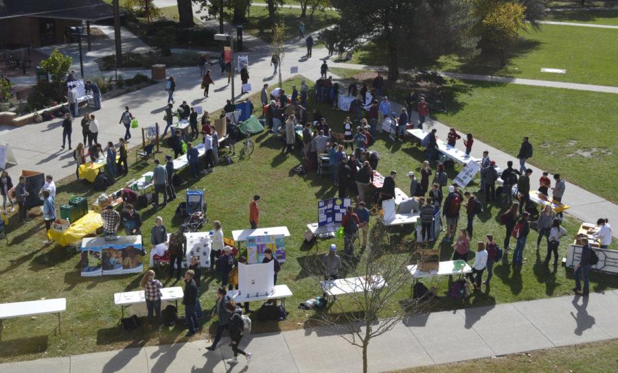 Students participate in National Campus Sustainability Day outside Parks Library on Oct. 26.