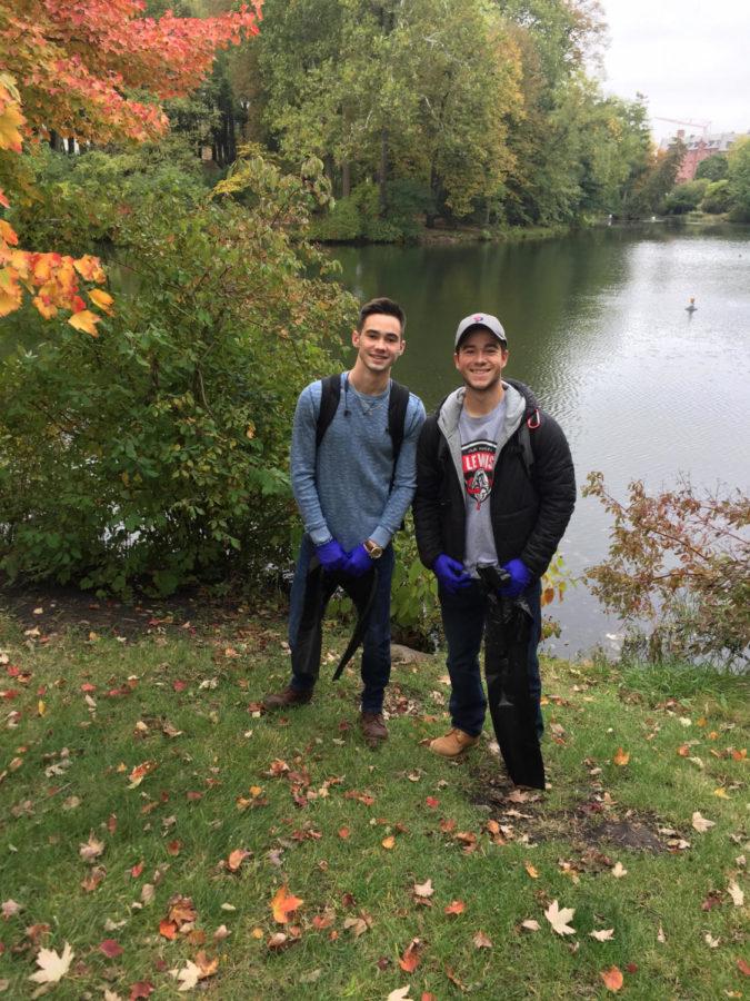 Members of Chi Phi who helped out during Lake LaVerne Cleanup. 