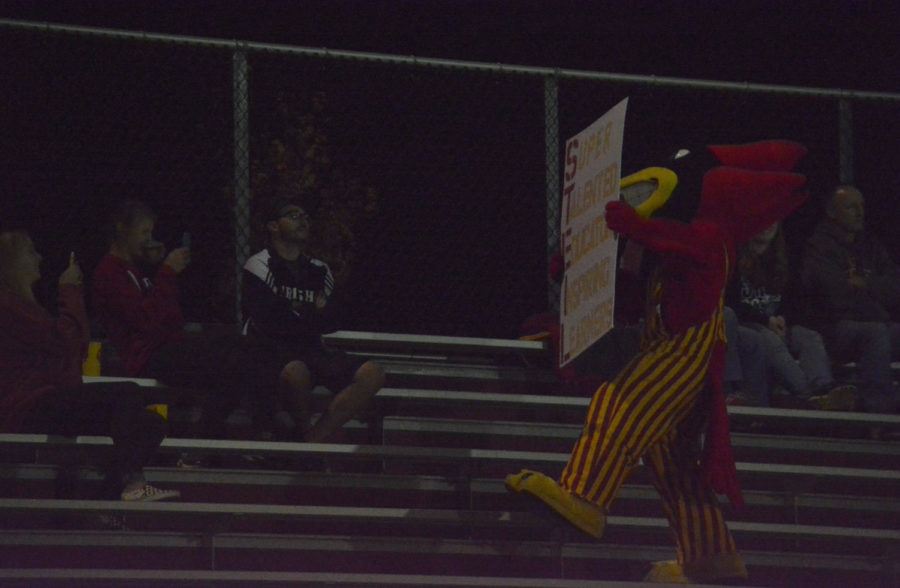 Cy interacts with Cyclone soccer team fans during the Iowa State versus Texas Christian University game on Oct 19. at the Cyclone Sports Complex. The game went into overtime with TCU winning 1-0.
