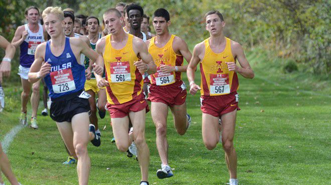 Iowa State runners compete at the Big 12 Cross Country Championships in Lubbock, Texas, on Oct. 30, 2016. Iowa State took second place. 