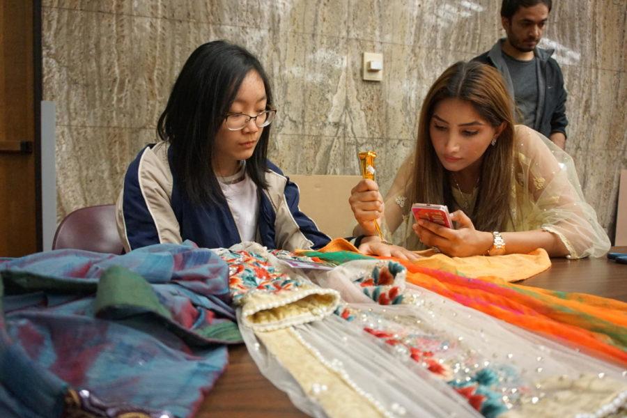 Students got henna on their hands during the International Bazaar on Oct. 25, 2017, as part of International Week at Iowa State.