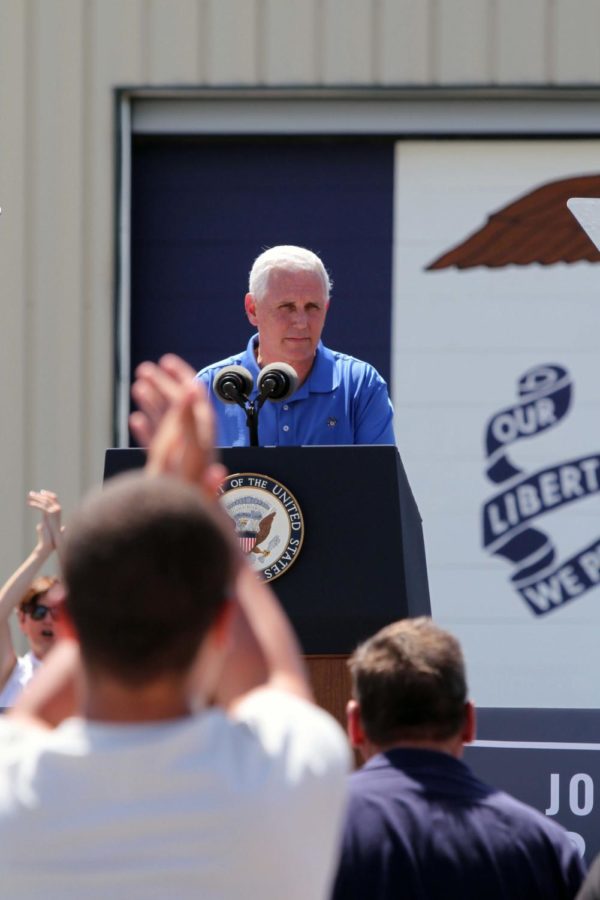 Vice President Mike Pence speaks during the Roast and Ride fundraiser June 3, 2017, in Boone, Iowa.