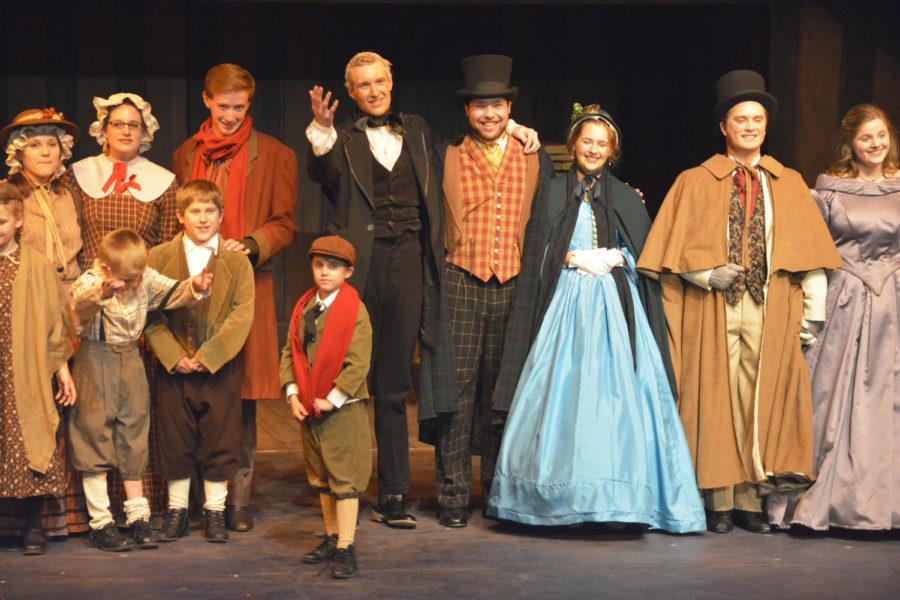 Cast members of A Christmas Carol perform during rehearsals at the Fisher Theater on Nov. 28. The play will run Dec. 1st, 2nd, 8th and 9th at 7:30 p.m, Dec. 3rd at 1 p.m. and Dec. 10th at 2 p.m.