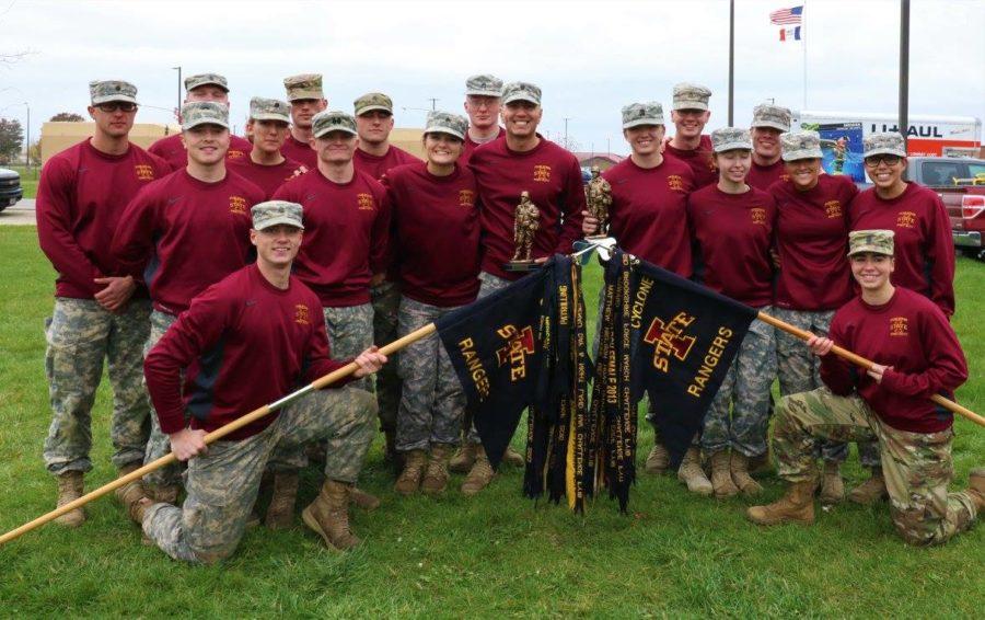 Iowa State Army ROTC cadets stand at the Brigade Ranger Challenge.