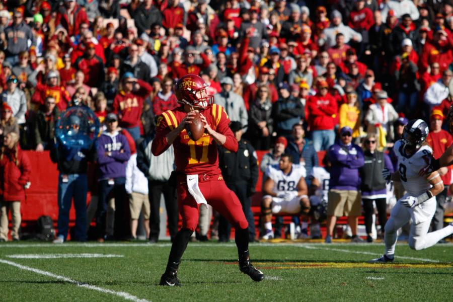 Iowa State quarterback Kyle Kempt rears back to throw the ball down field during Saturdays game against TCU. 
