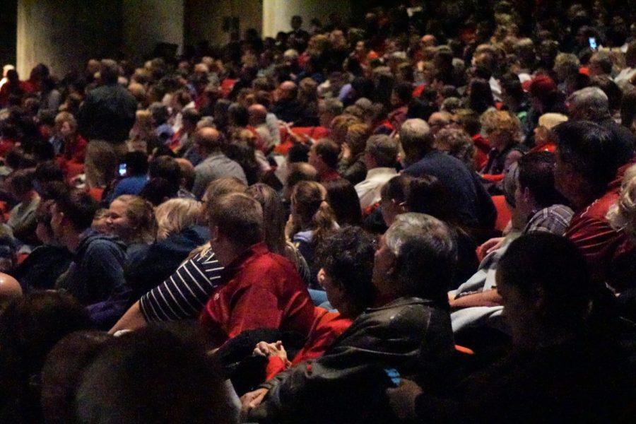 With the State Storm band played their set of songs during intermission, the crowd watched.