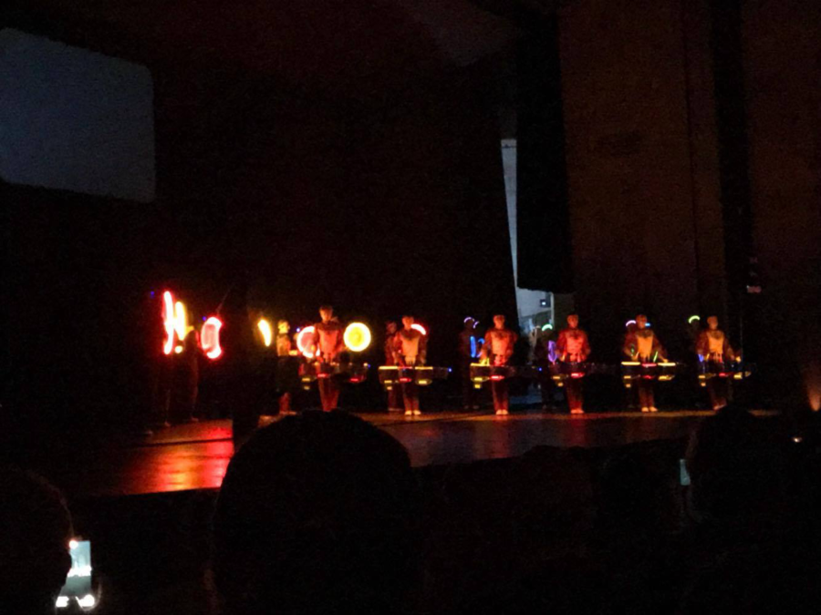 At the Iowa State Band Exravaganza on Nov. 10, the Iowa State Drumline lit themselves up to begin the marching band portion of the evening. 