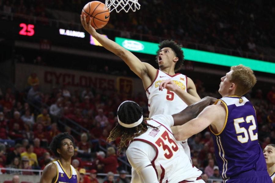 Iowa State freshman Lindell Wigginton lays the ball in after making a move on the perimeter against Western Illinois on Nov. 25. Wigginton put up 21 points, a career high.