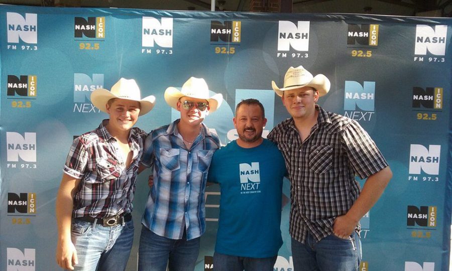Tyler Richton and the High Bank Boys with Danger from Nash F.M. 97.3 after winning the Des Moines round of the Nash Next Competition at the 2017 Iowa State Fair. 