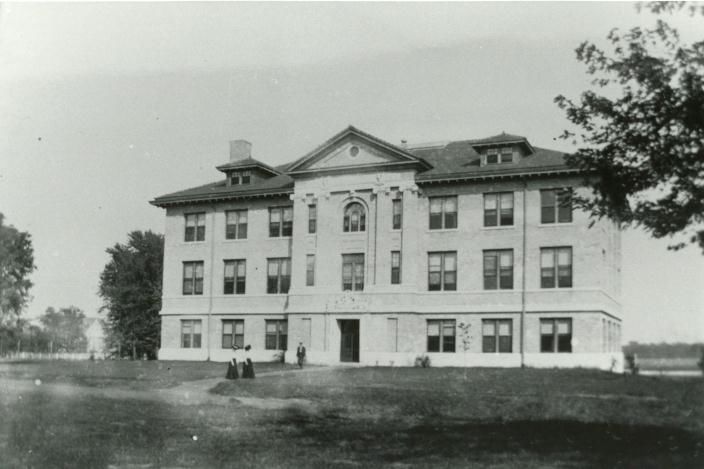 East Hall, previously known as the Dairy Building and the Agricultural Annex, pictured from the southwest in 1904.