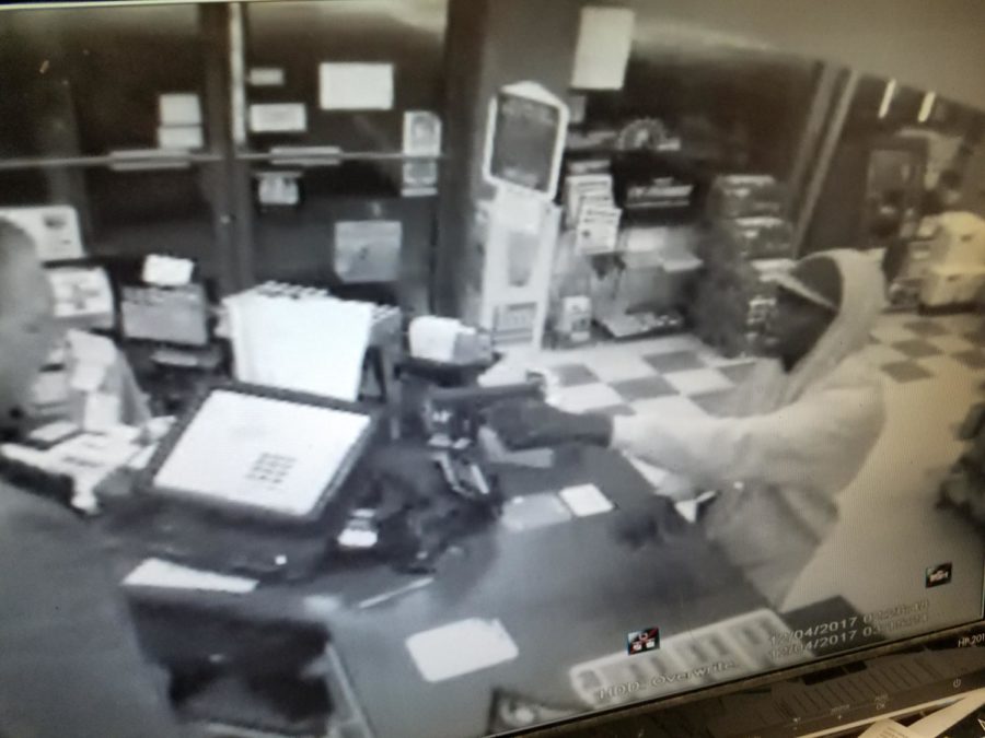 Swift Stop robbery suspect in a still from the stores security video