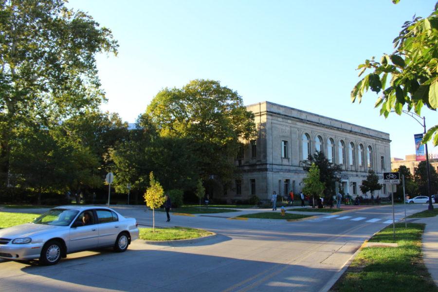 Parks Library pictured from the southeast in 2017.