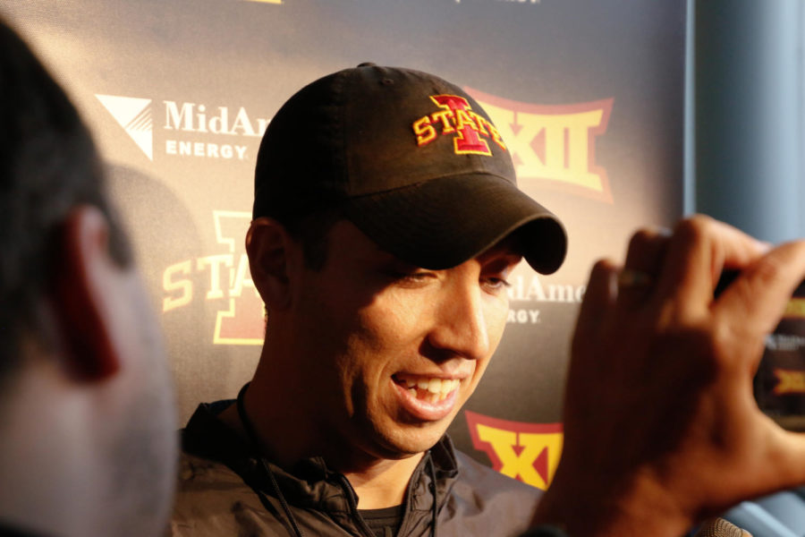 Matt Campbell talks to the media following the announcement of the Cyclones playing in the AutoZone Liberty Bowl on Saturday, December 30. The Cyclones will travel to Memphis, Tennessee to face the Memphis Tigers. 