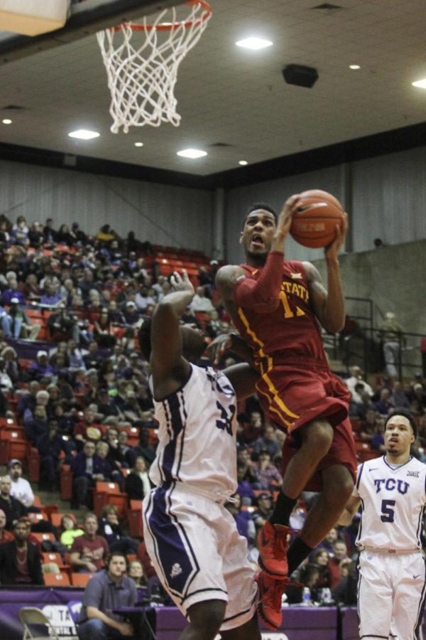 Junior guard Monté Morris goes up for a shot against Texas Christian on March 7 at Wilkerson-Greines Athletic Center in Fort Worth, Texas. Morris was cut from the U.S. Pan America mens basketball team on Thursday. 