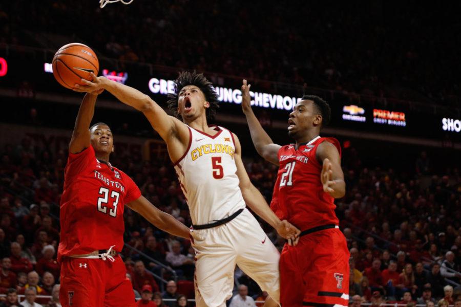 Lindell+Wigginton+gets+fouled+as+he+drives+to+the+hoop+during+Iowa+States+70-52+win+over+No.+8+Texas+Tech.%C2%A0