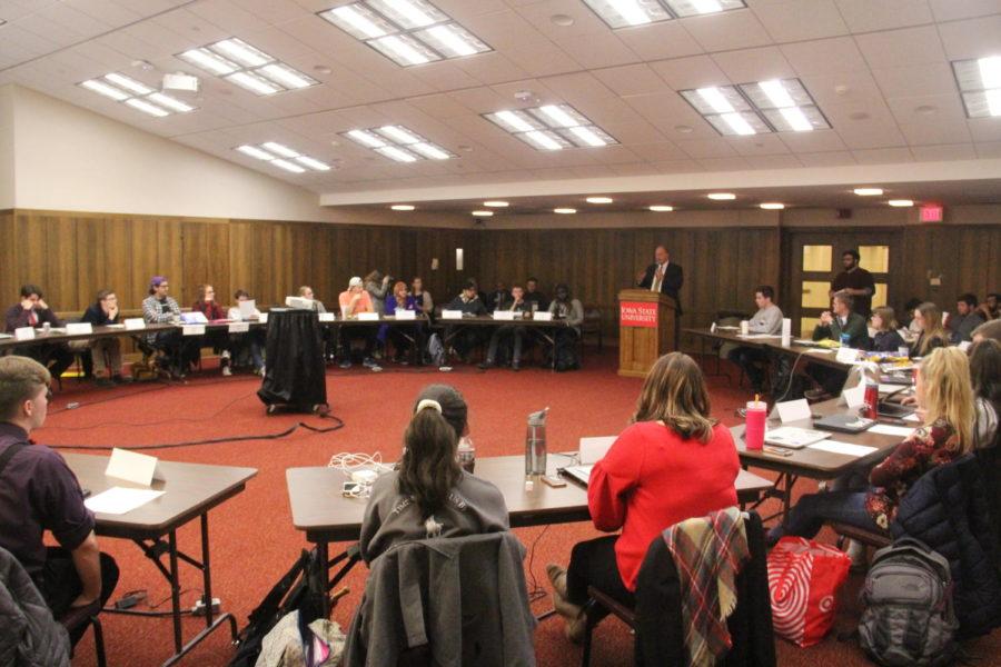 Iowa State Student Government meeting in the Cardinal Room of the Memorial Union on Nov. 29. 