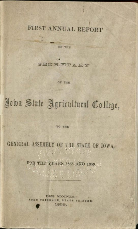 This report is the oldest paper document available in the University Archives related to the early history of ISU.