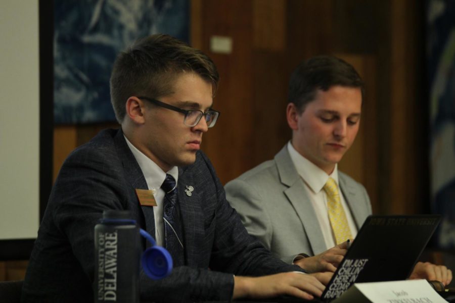 Jacob Zirkelbach, clerk of the senate, attends the Student Government meeting on Aug. 23, 2017. 