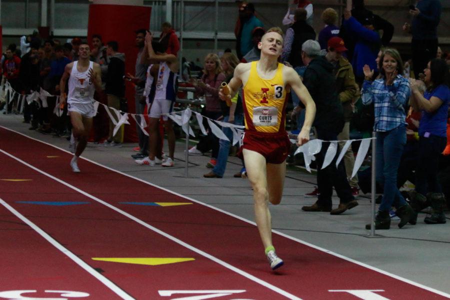 Sophomore Dan Curts finished out the Distance Medley Relay for the Iowa State Track & Field team at the Big 12 Indoor Track & Field Championships at Lied on Friday night. The relay team finished third. 