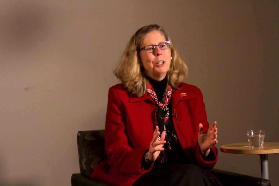 President-select Wendy Wintersteen speaks during an interview with the Iowa State Daily on Nov. 3.