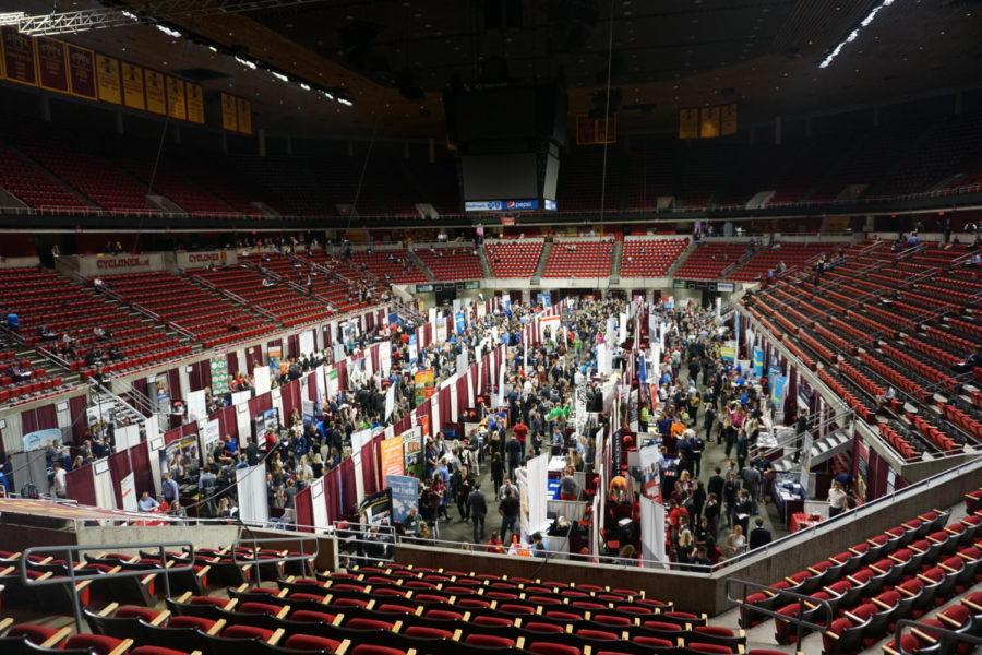 Students gather in Hilton Coliseum for the Business career fair on September 20th. 