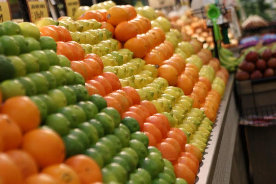 Produce sits fully stocked inside of Fresh Thyme Farmer's Market just minutes after doors were opened to customers for the first time on Jan. 30. The produce section is one of the largest in the store.